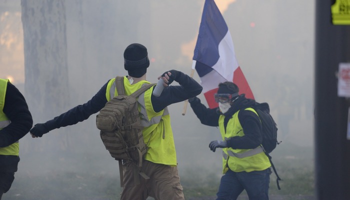 Street protesters in Lyon, France, 2019