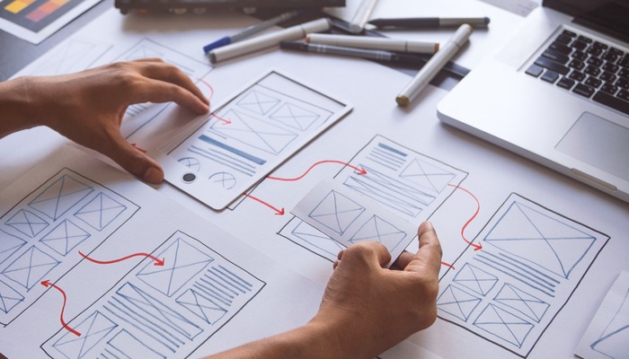 Person working on UX UI design for prototype