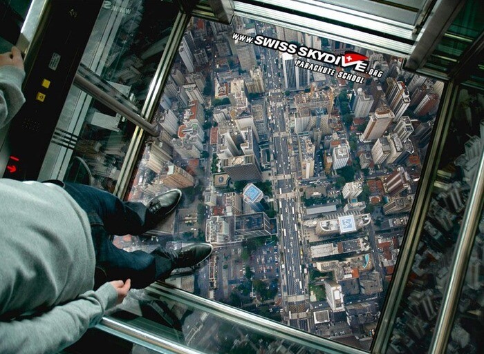 Lift guerrilla marketing campaign by Swiss Skydive