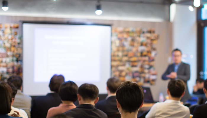 Professor teaching a business course